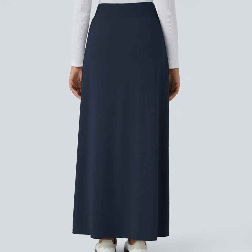Halara High Waisted Decorative Buckle Split 2-in-1 Maxi Skirt Sapphire XS NWT - Picture 2 of 13